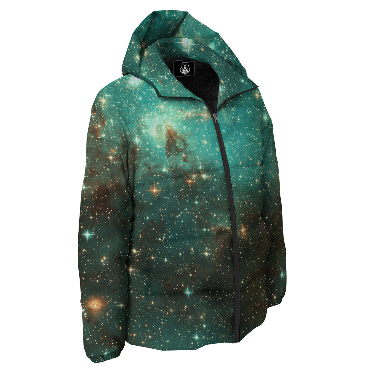 Galaxy Space Abstract Cloud Nebula Print Down Jacket-grizzshop