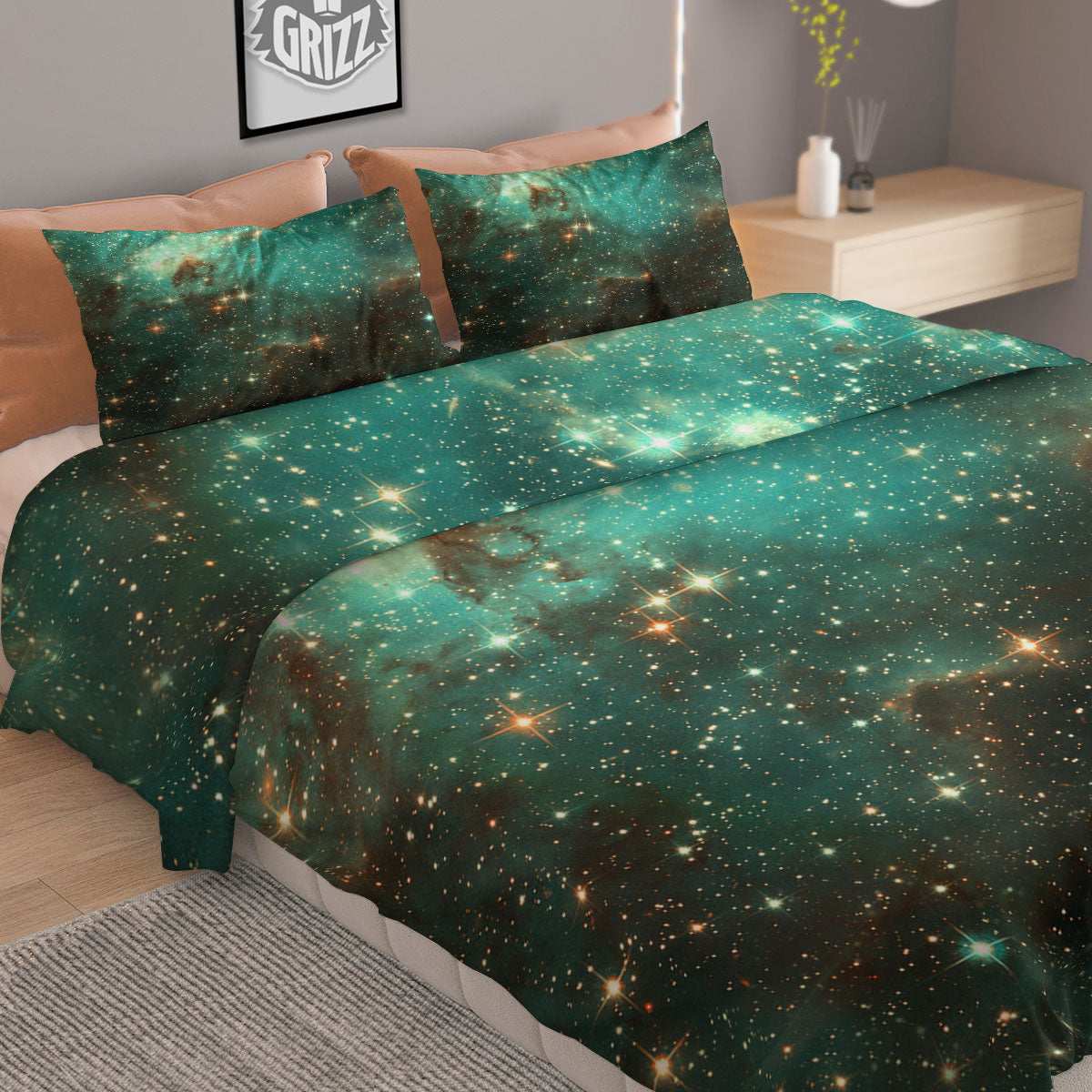 Galaxy Space Abstract Cloud Nebula Print Duvet Cover Bedding Set