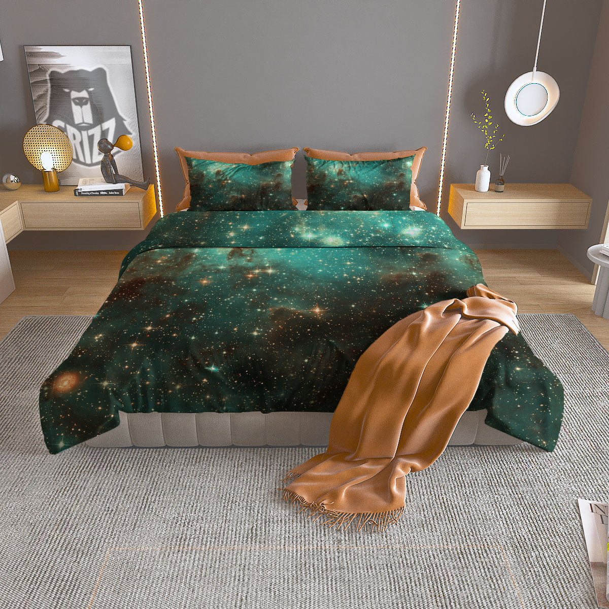 Galaxy Space Abstract Cloud Nebula Print Duvet Cover Bedding Set