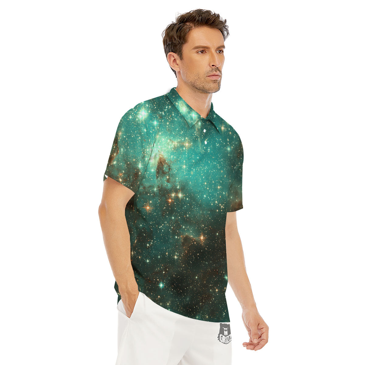 Galaxy Space Abstract Cloud Nebula Print Men's Golf Shirts-grizzshop