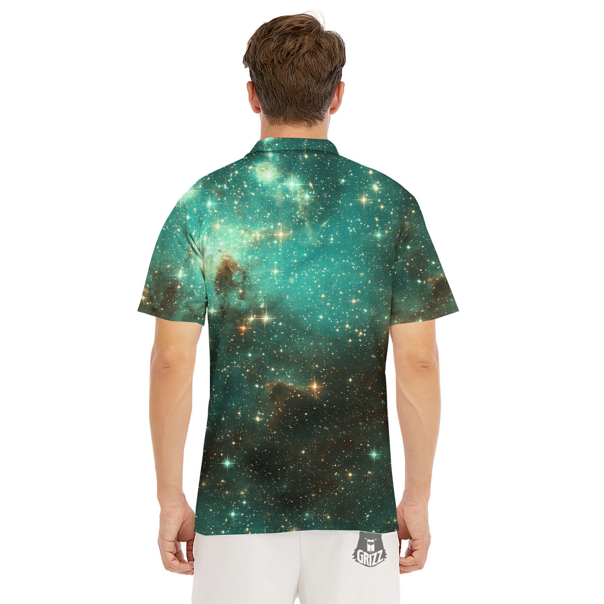 Galaxy Space Abstract Cloud Nebula Print Men's Golf Shirts-grizzshop