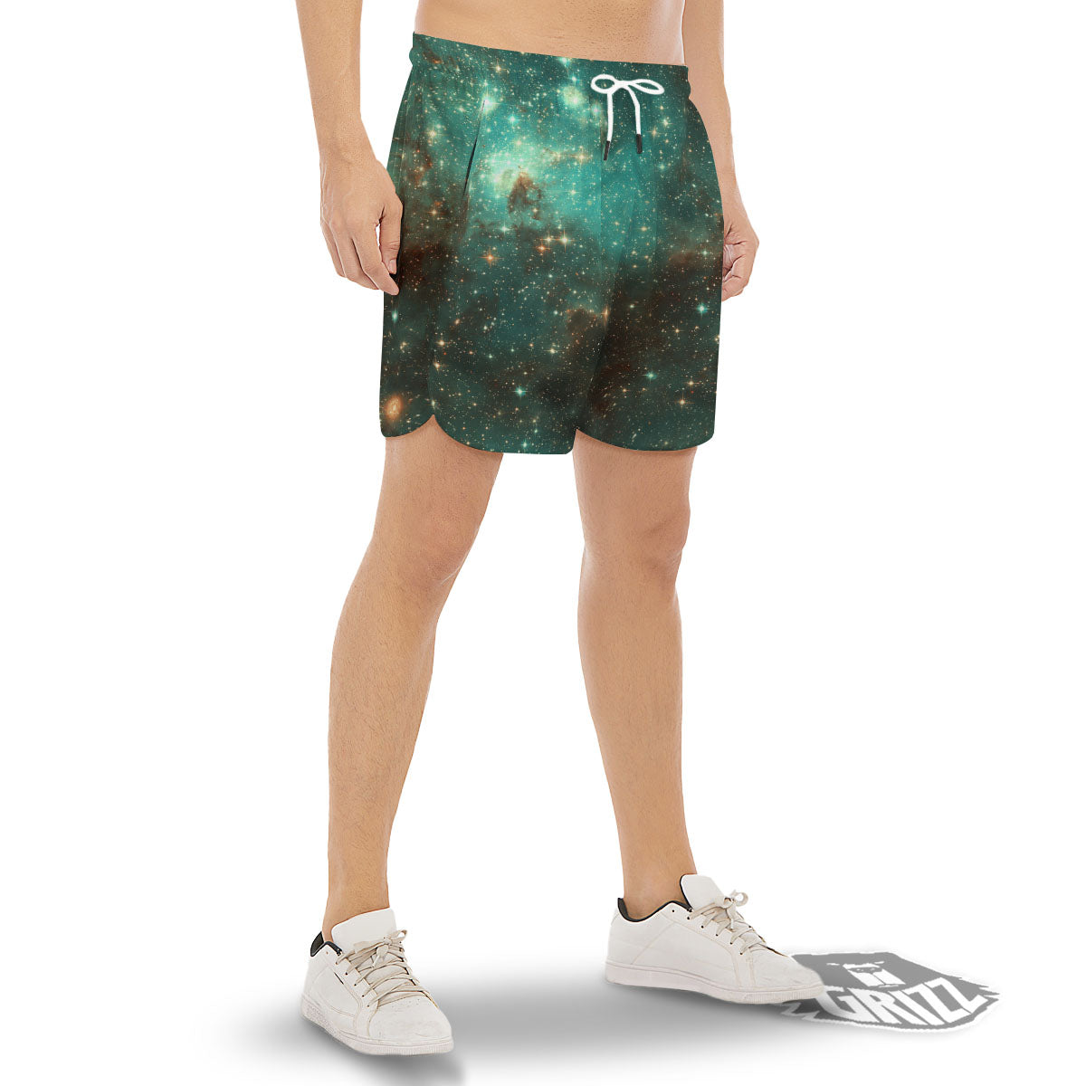 Galaxy Space Abstract Cloud Nebula Print Men's Gym Shorts-grizzshop