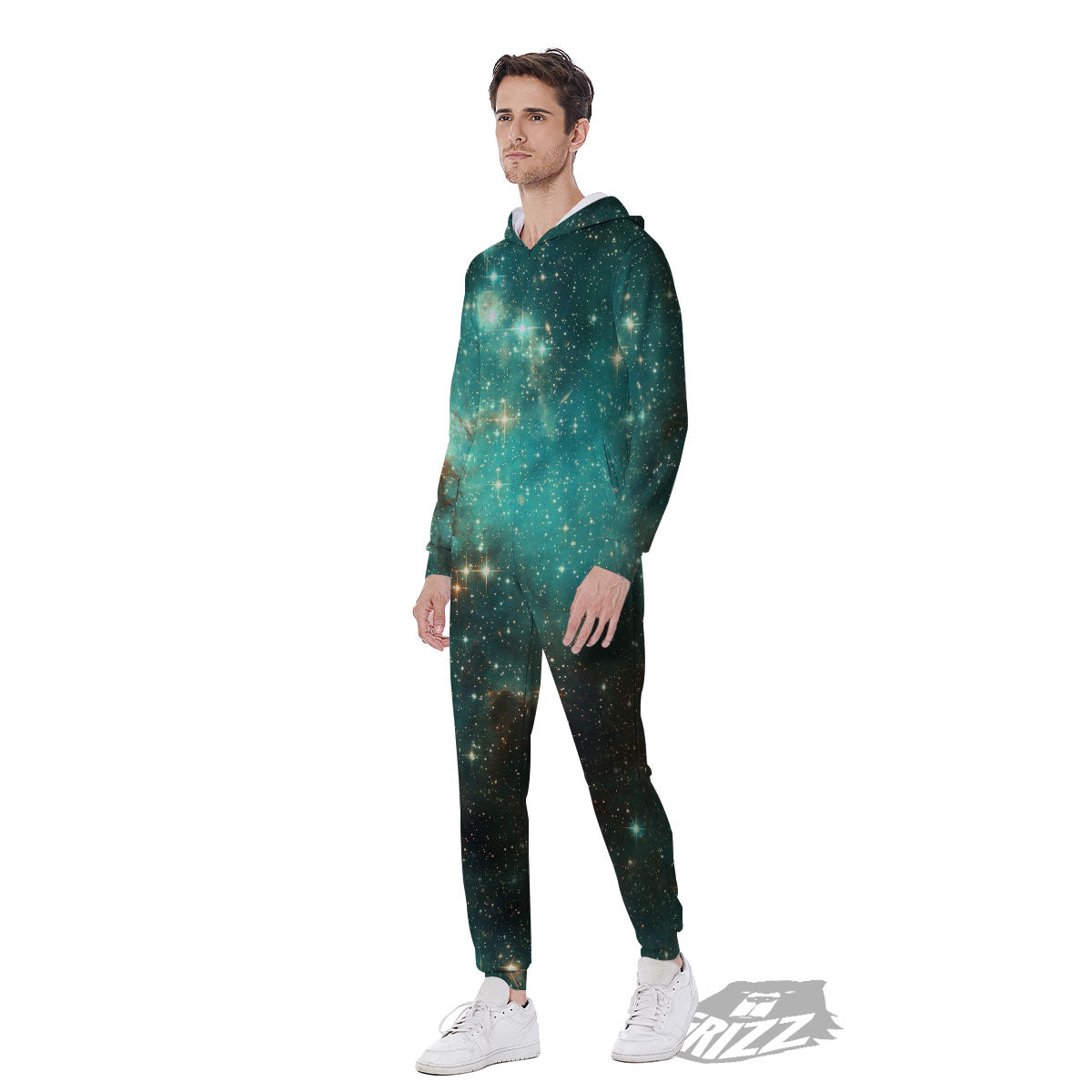 Galaxy Space Abstract Cloud Nebula Print Men's Jumpsuit-grizzshop