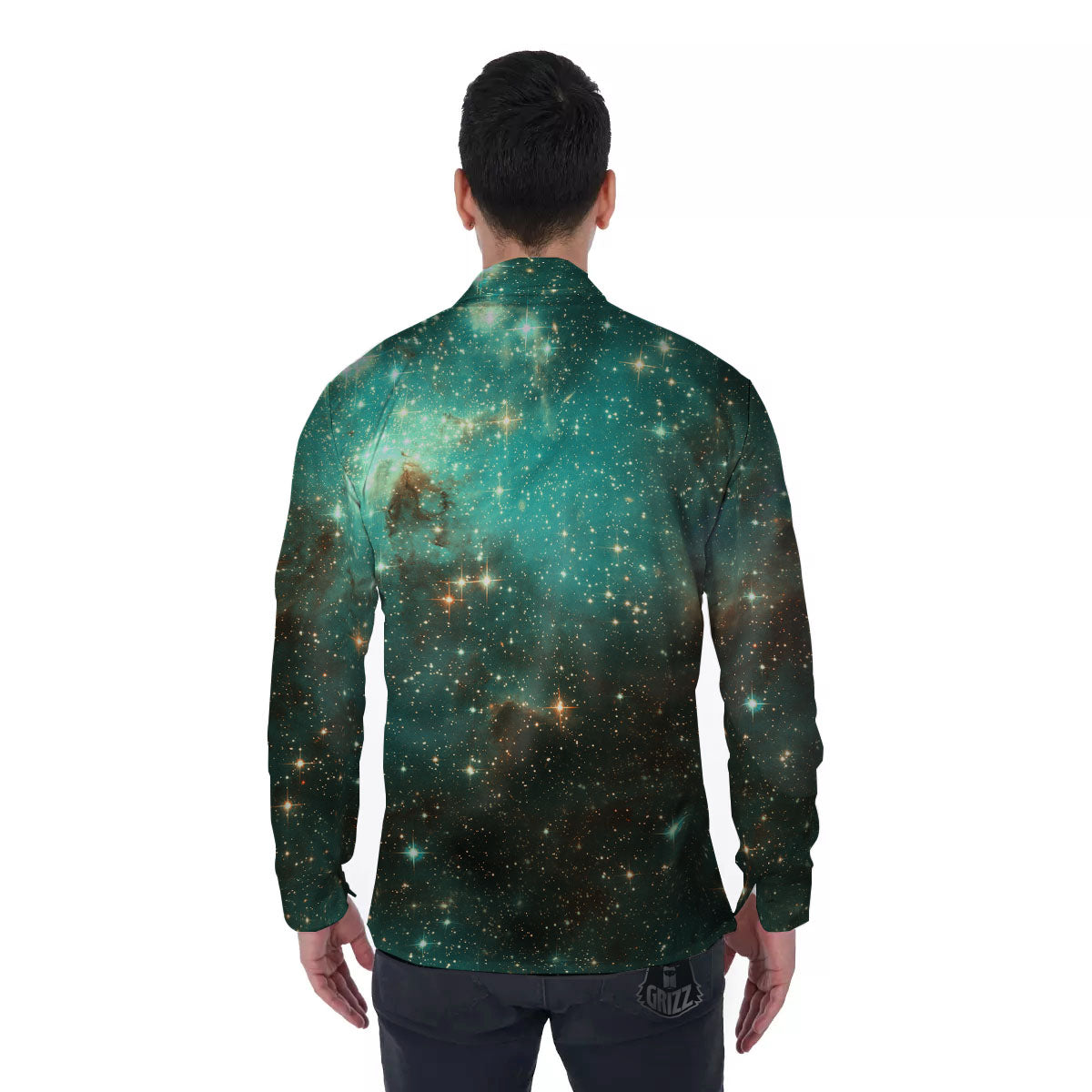 Galaxy Space Abstract Cloud Nebula Print Men's Long Sleeve Shirts-grizzshop