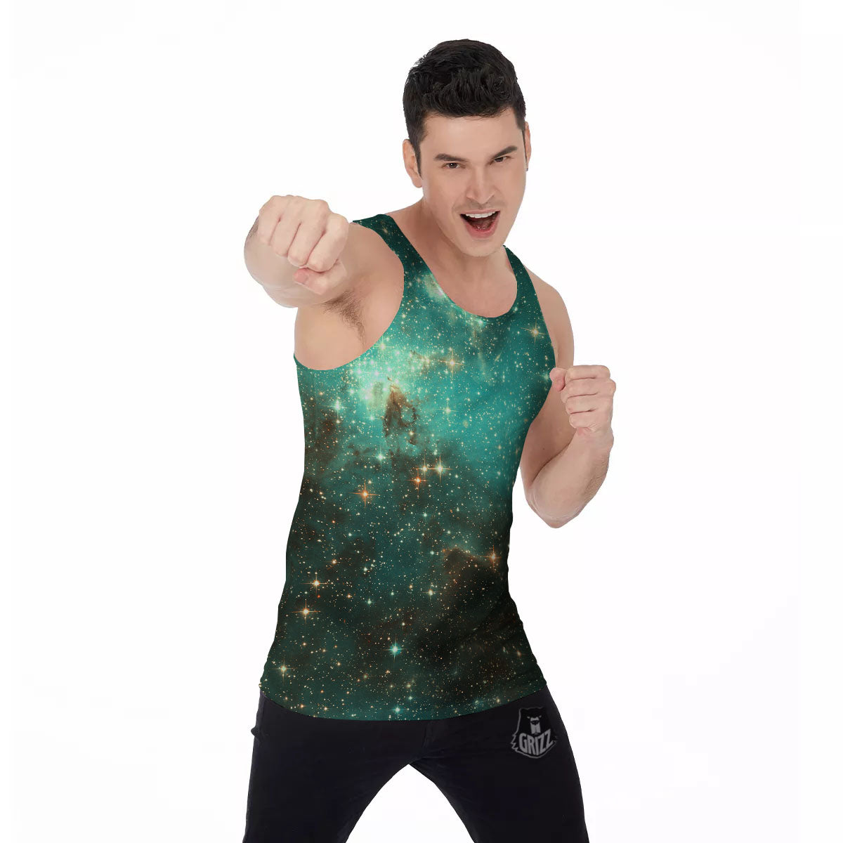 Galaxy Space Abstract Cloud Nebula Print Men's Tank Top-grizzshop