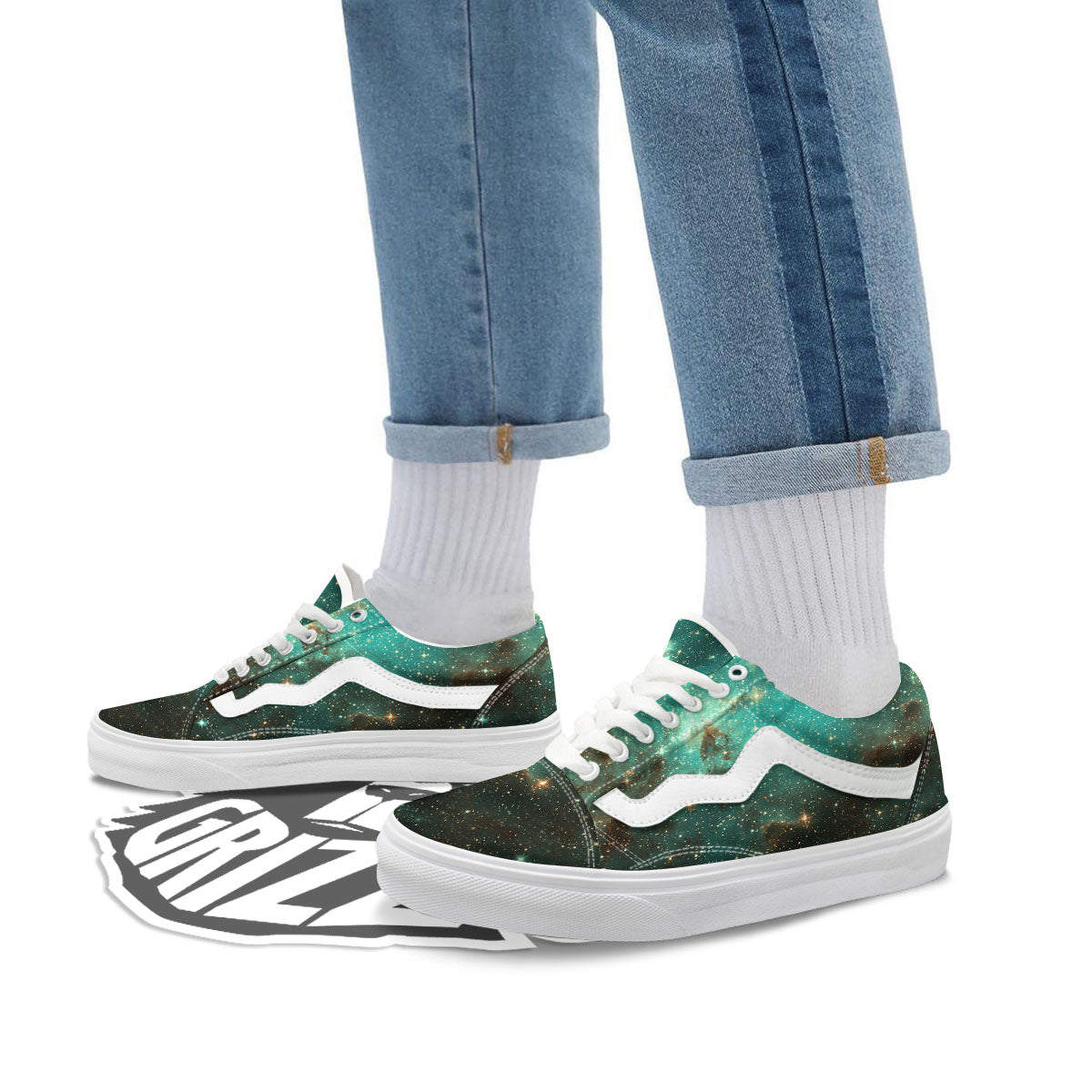 Galaxy Space Abstract Cloud Nebula Print Skate Shoes-grizzshop