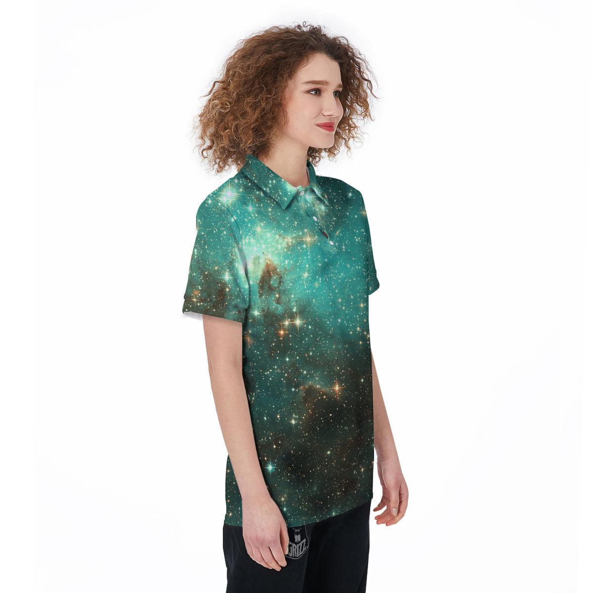 Galaxy Space Abstract Cloud Nebula Print Women's Golf Shirts-grizzshop