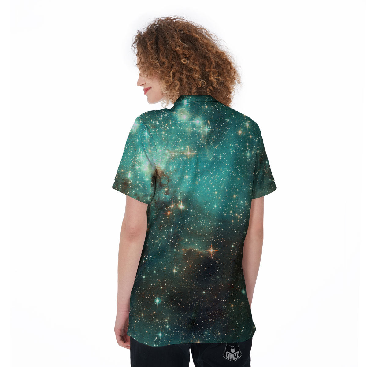 Galaxy Space Abstract Cloud Nebula Print Women's Golf Shirts-grizzshop