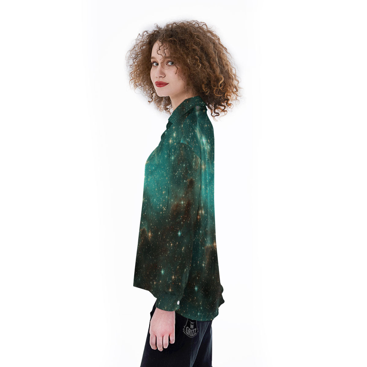 Galaxy Space Abstract Cloud Nebula Print Women's Long Sleeve Shirts-grizzshop