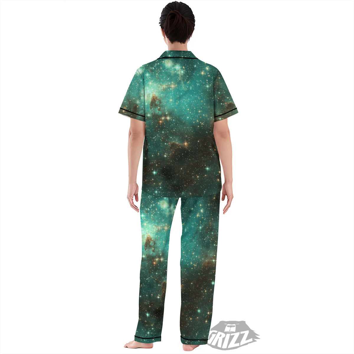 Galaxy Space Abstract Cloud Nebula Print Women's Pajamas Set-grizzshop