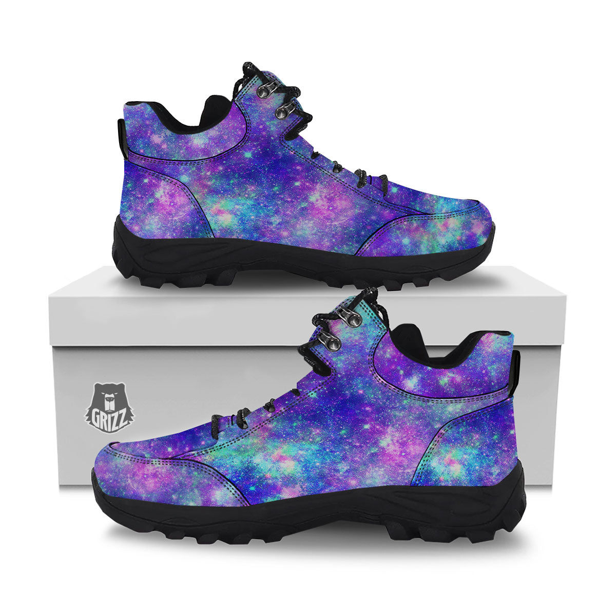 Galaxy Space Abstract Colorful Print Hiking Shoes-grizzshop