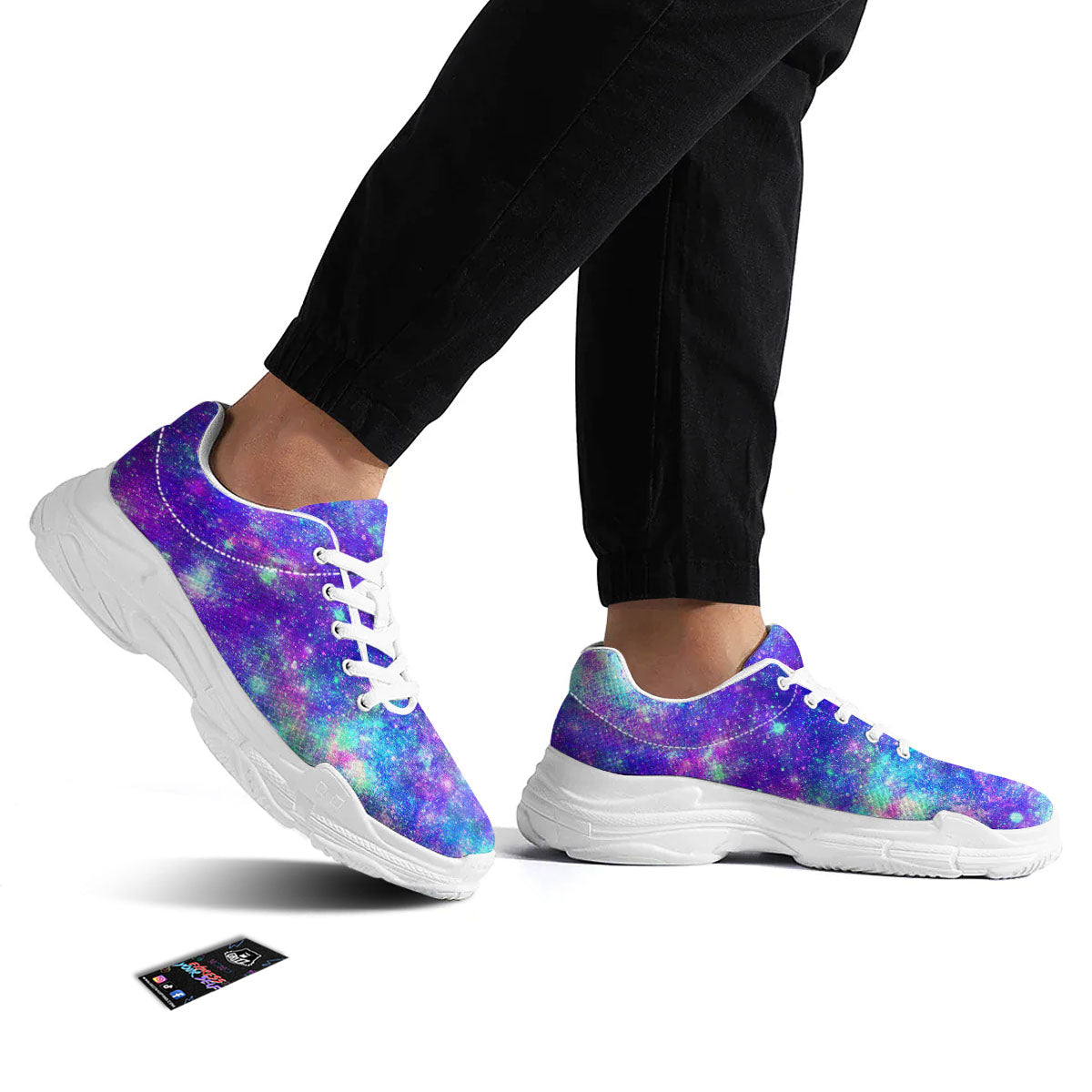 Galaxy Space Abstract Colorful Print White Chunky Shoes-grizzshop