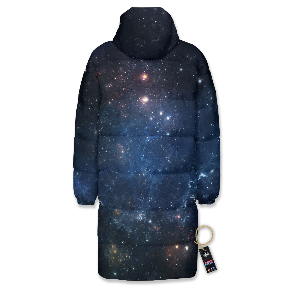 Galaxy Space Abstract Dark Print Long Down Jacket