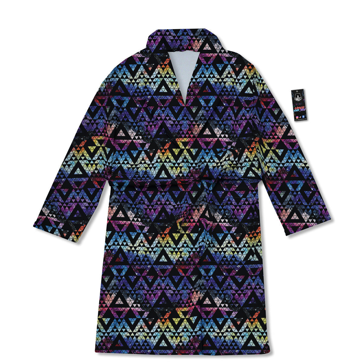 Galaxy Space Black Triangle Print Bathrobe-grizzshop