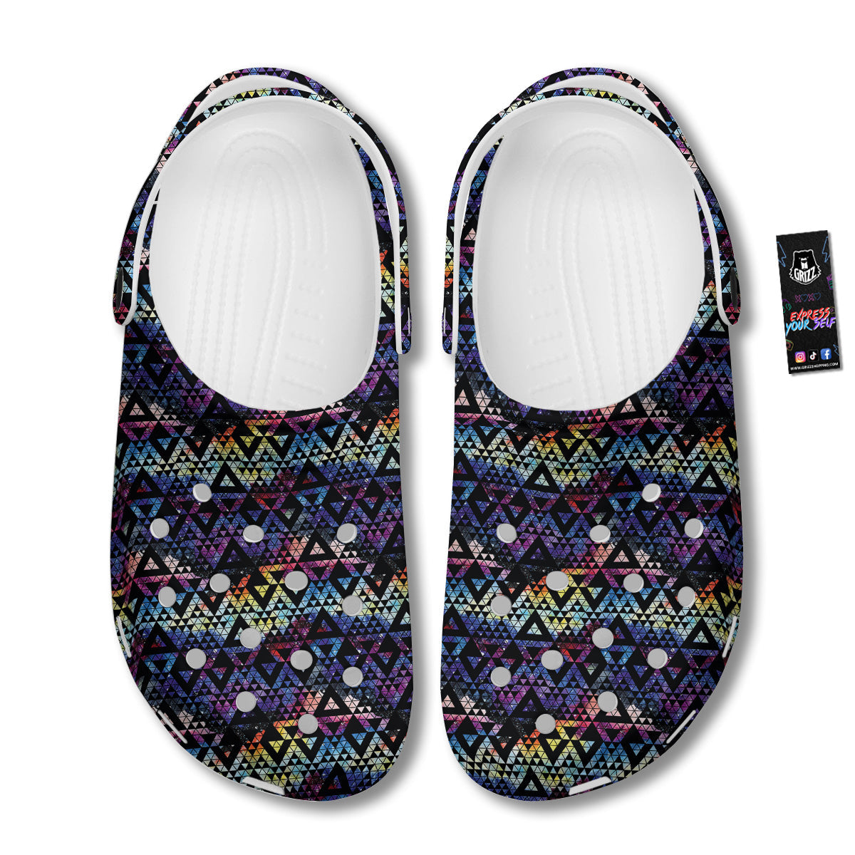 Galaxy Space Black Triangle Print Clog-grizzshop