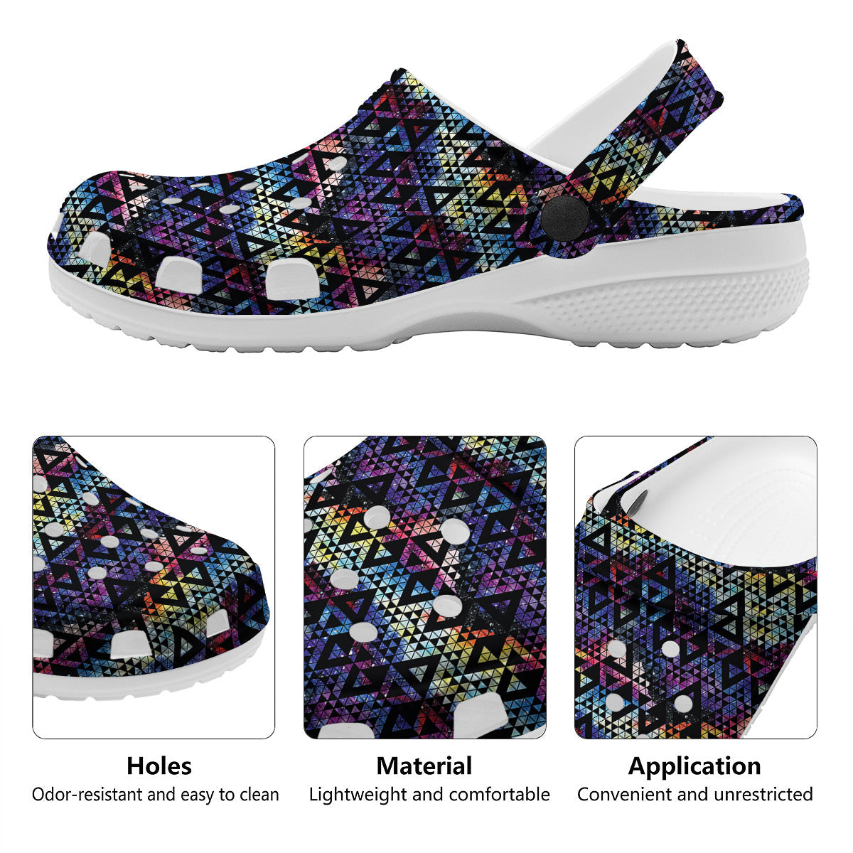 Galaxy Space Black Triangle Print Clog-grizzshop