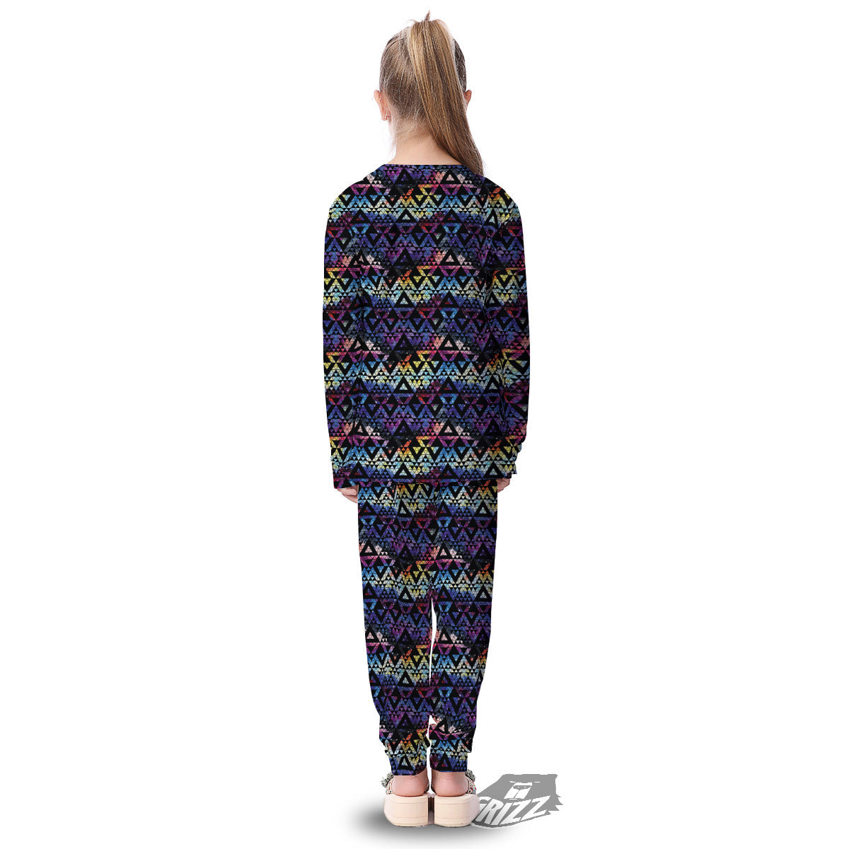 Galaxy Space Black Triangle Print Kid's Pajamas-grizzshop