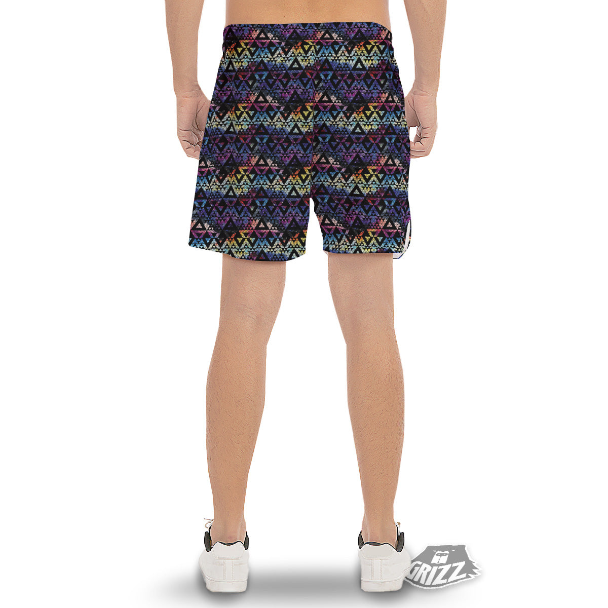 Galaxy Space Black Triangle Print Men's Gym Shorts-grizzshop