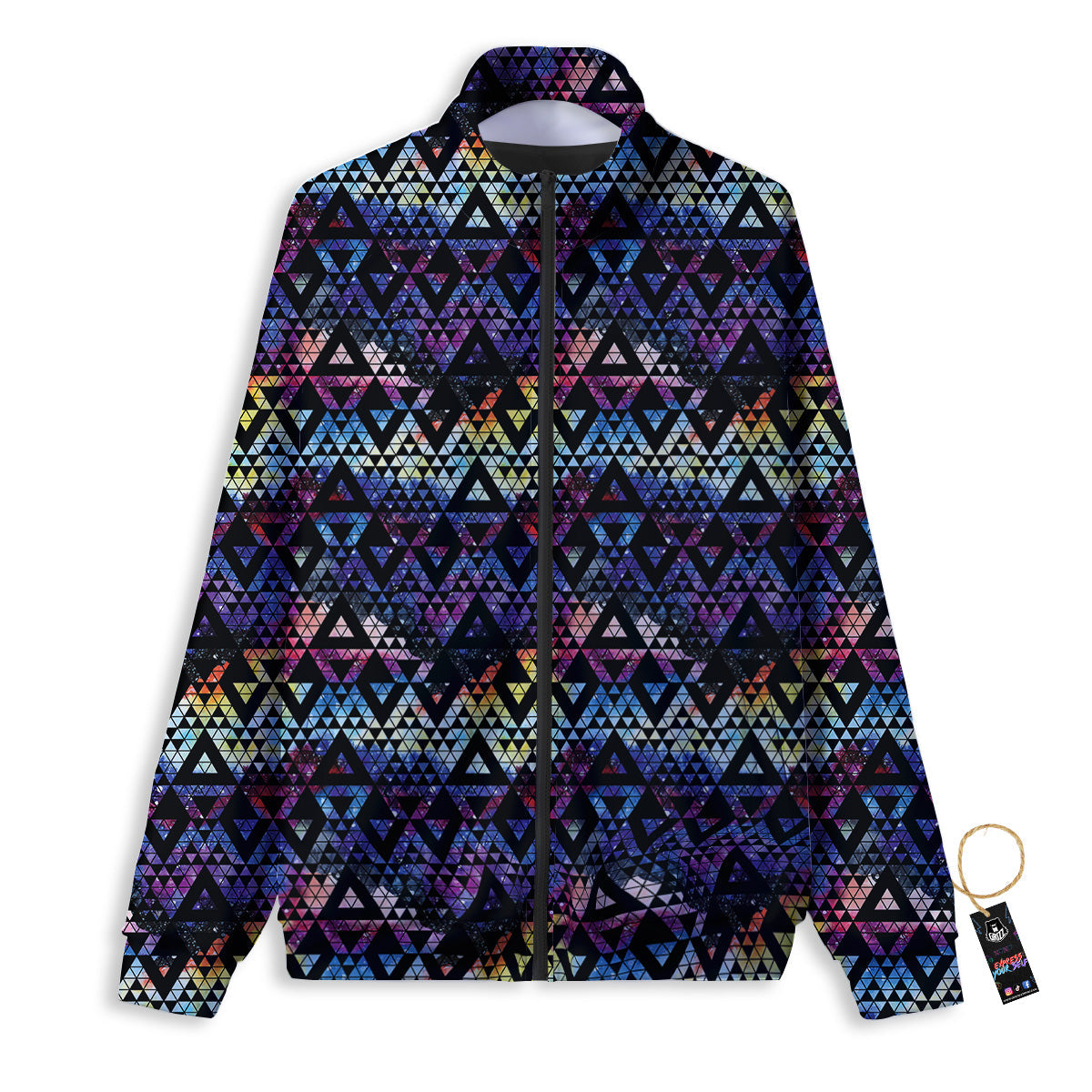 Galaxy Space Black Triangle Print Track Jacket-grizzshop