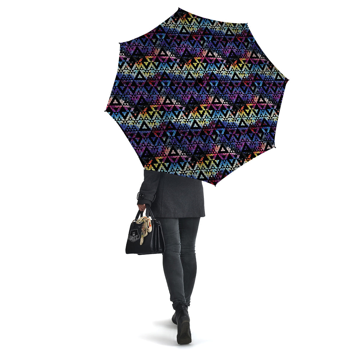 Galaxy Space Black Triangle Print Umbrella-grizzshop