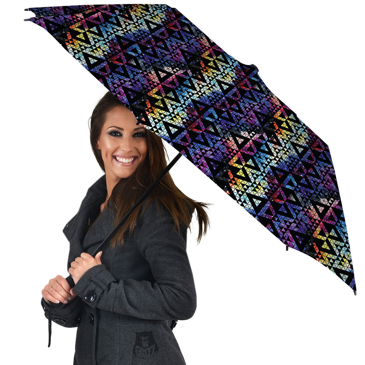 Galaxy Space Black Triangle Print Umbrella-grizzshop