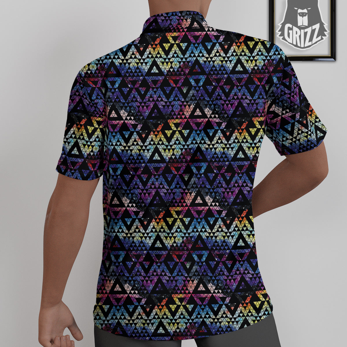 Galaxy Space Black Triangle Print Untucked Shirts-grizzshop