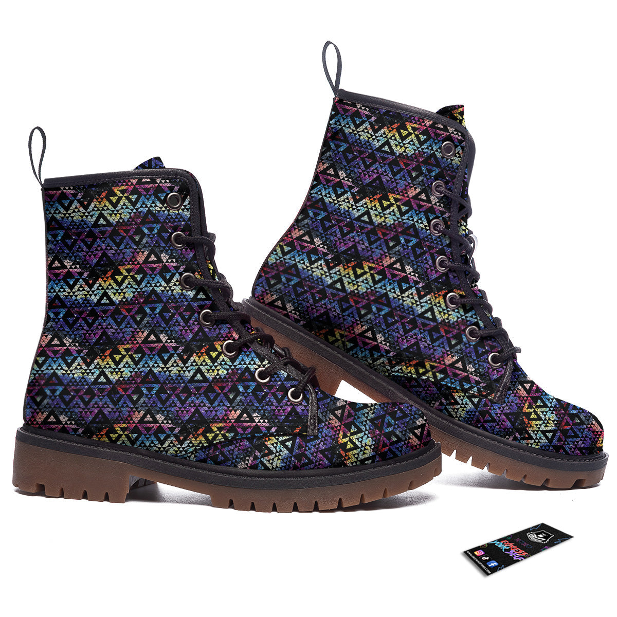Galaxy Space Black Triangle Print Work Boots-grizzshop