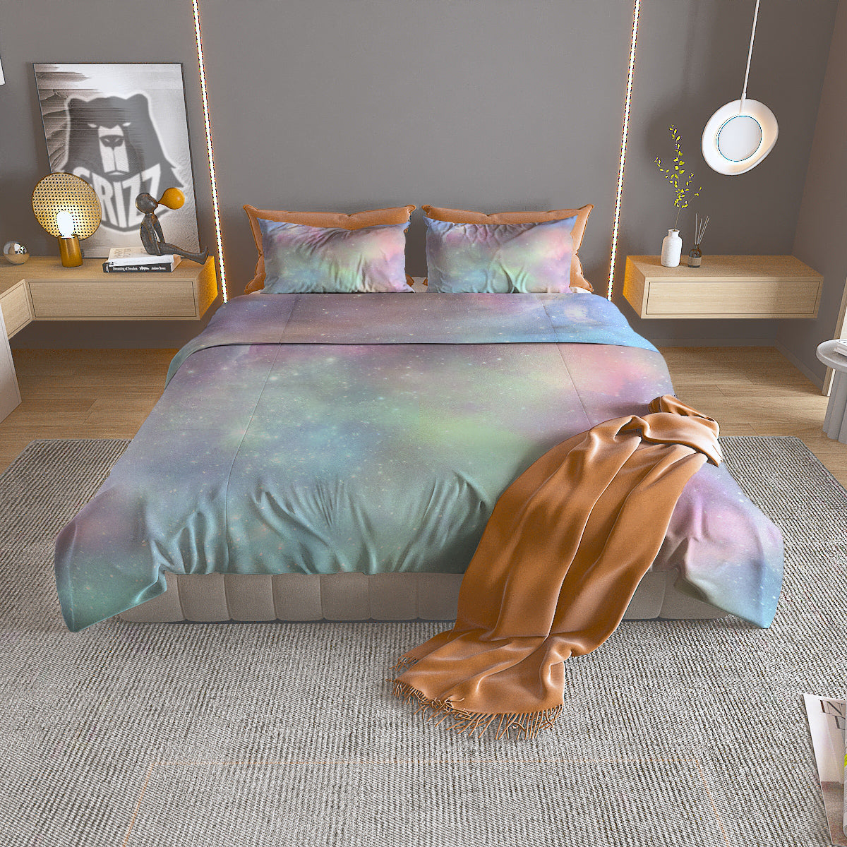 Frog Faces Print Pattern Duvet Cover Bedding Set