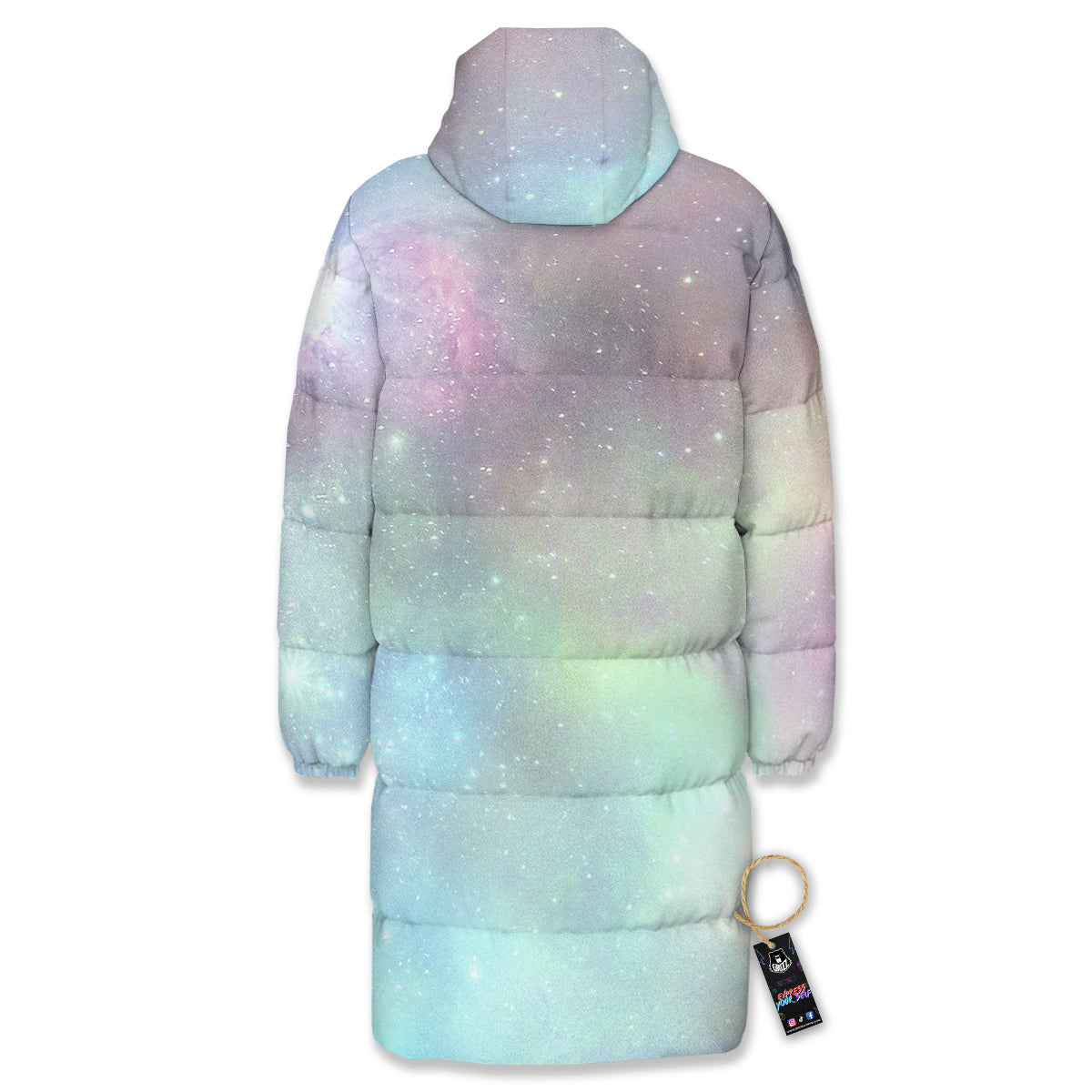 Galaxy Space Colorful Nebula Print Long Down Jacket