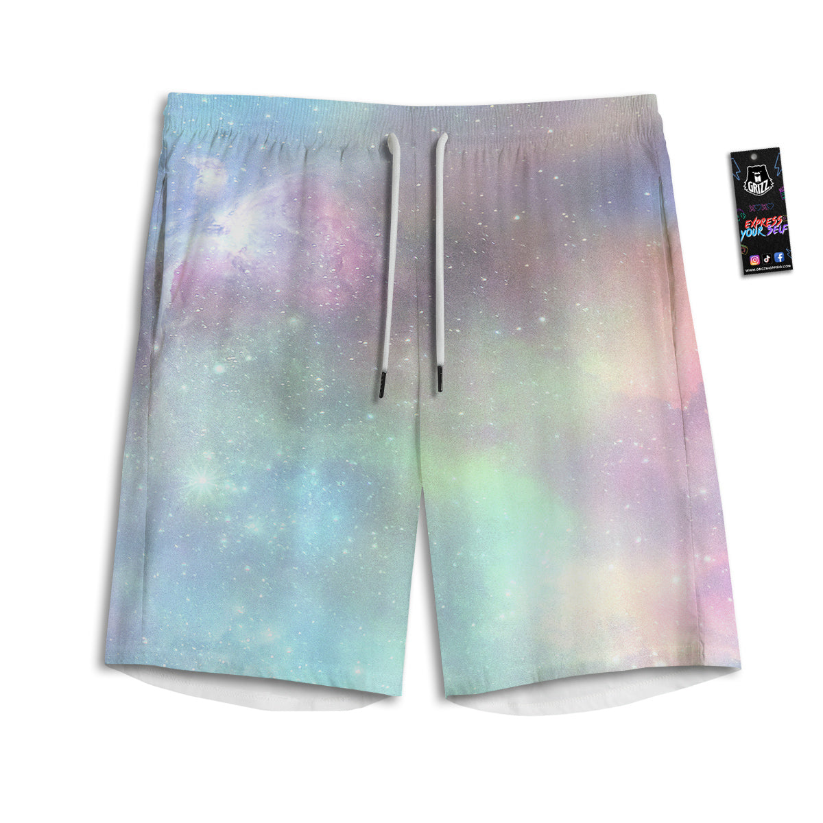 Galaxy Space Colorful Nebula Print Men's Athletic Shorts