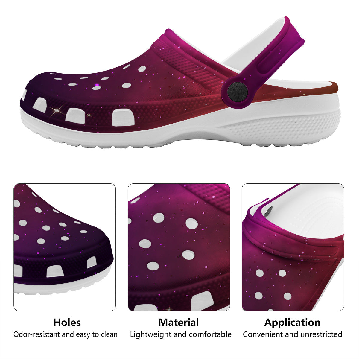 Galaxy Space Colorful Stardust Print Clog-grizzshop