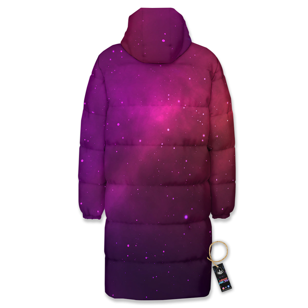 Galaxy Space Colorful Stardust Print Long Down Jacket