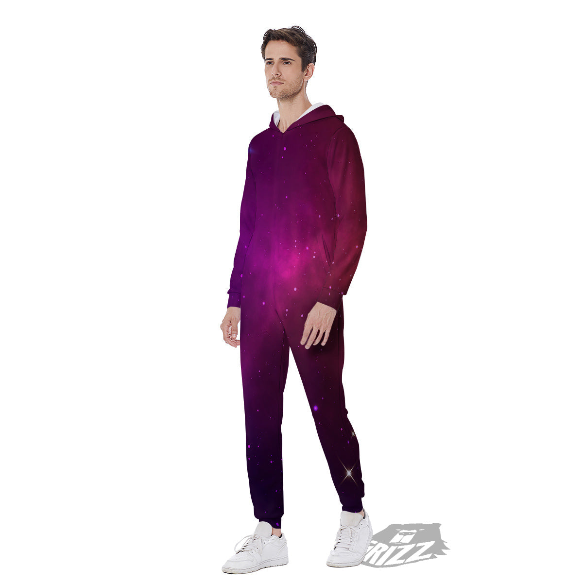 Galaxy Space Colorful Stardust Print Men's Jumpsuit-grizzshop