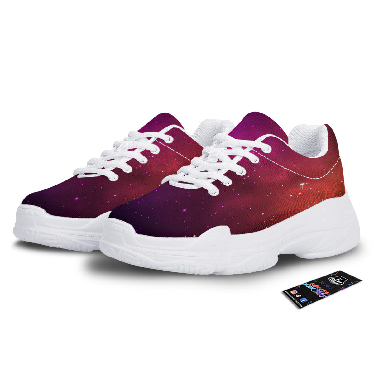 Galaxy Space Colorful Stardust Print White Chunky Shoes-grizzshop