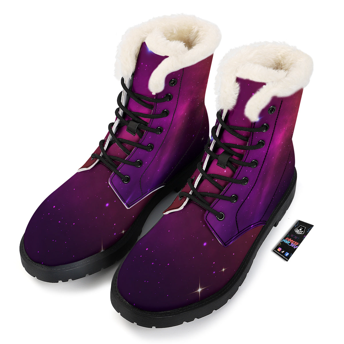 Galaxy Space Colorful Stardust Print Winter Boots-grizzshop
