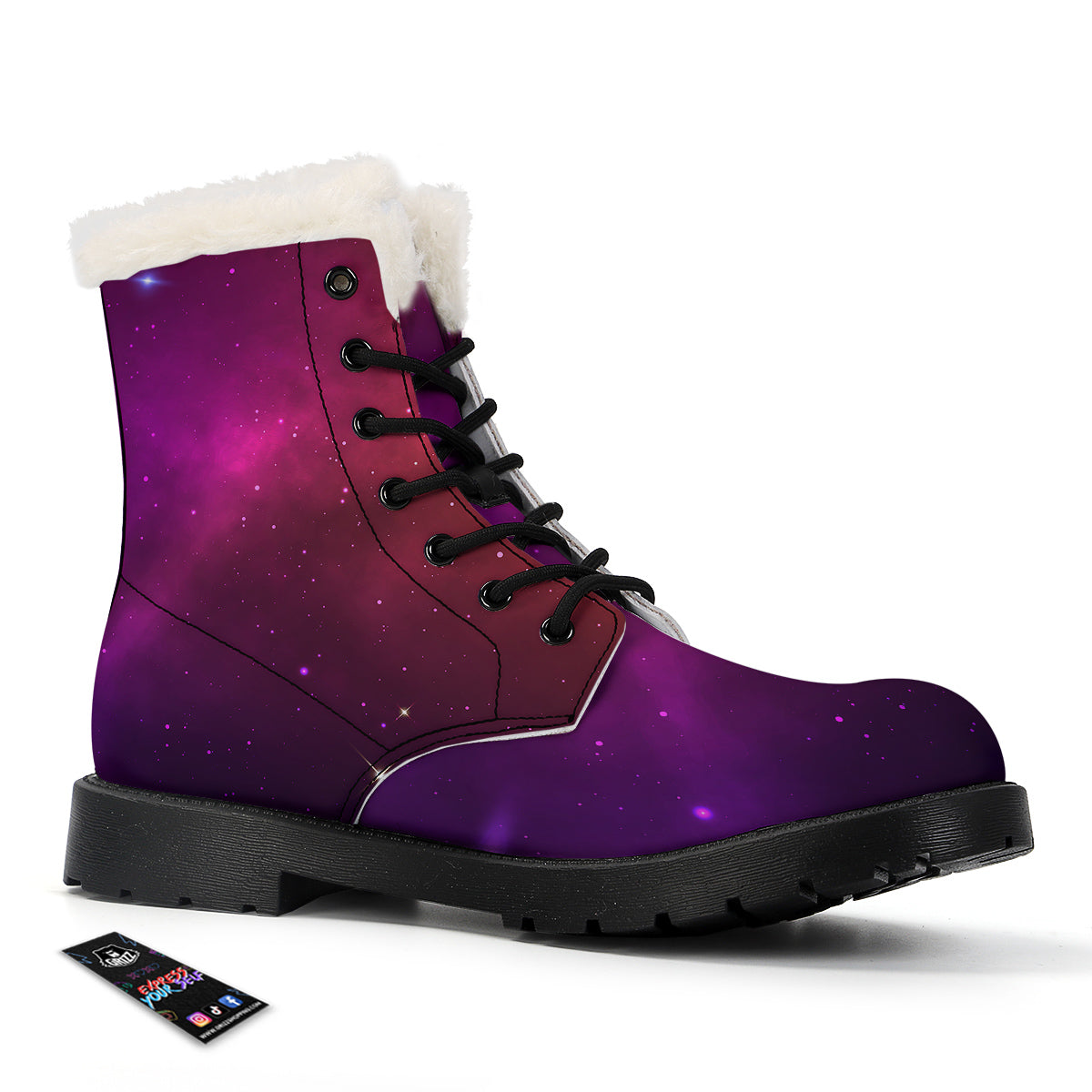 Galaxy Space Colorful Stardust Print Winter Boots-grizzshop