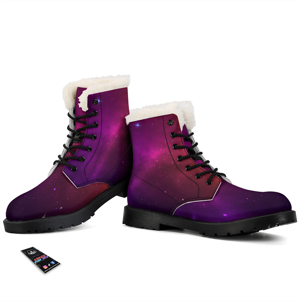 Galaxy Space Colorful Stardust Print Winter Boots-grizzshop