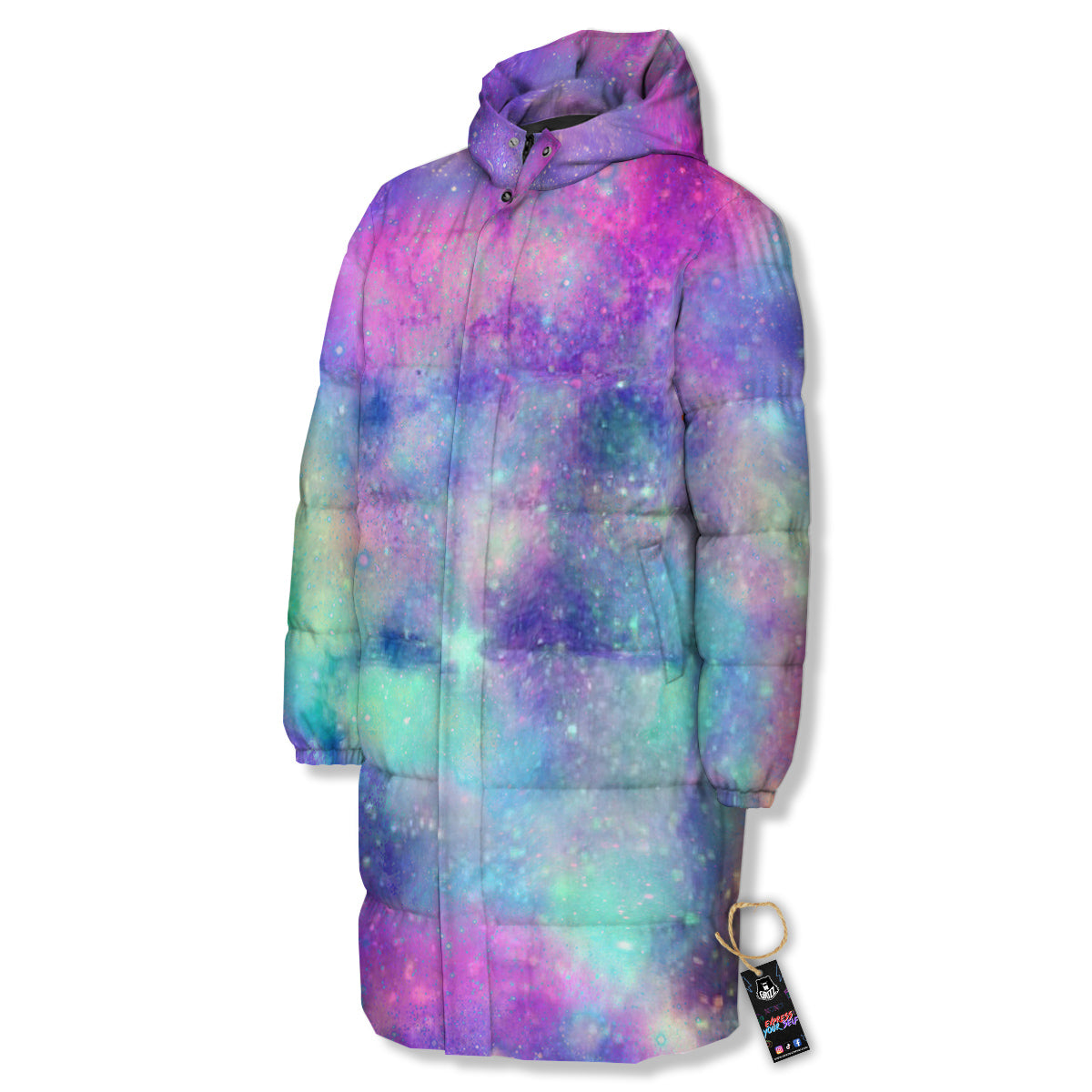 Galaxy Space Colorful Universe Print Long Down Jacket