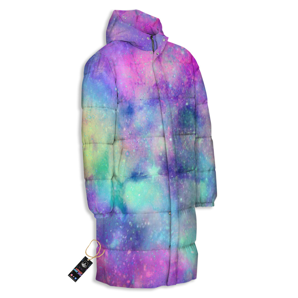 Galaxy Space Colorful Universe Print Long Down Jacket