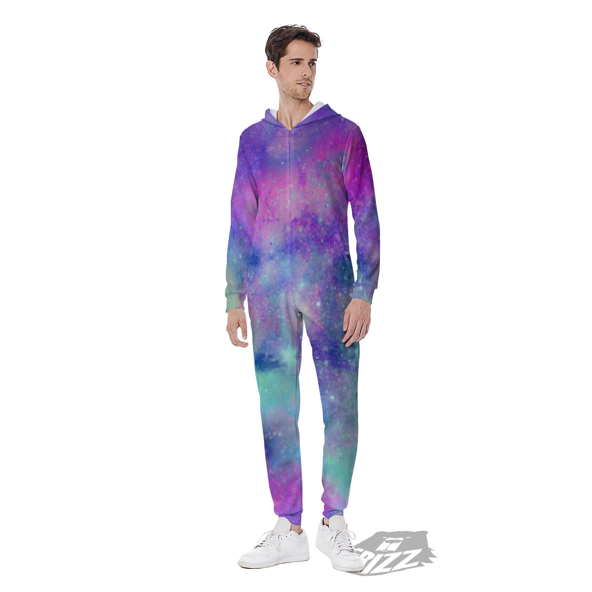 Galaxy Space Colorful Universe Print Men's Jumpsuit-grizzshop