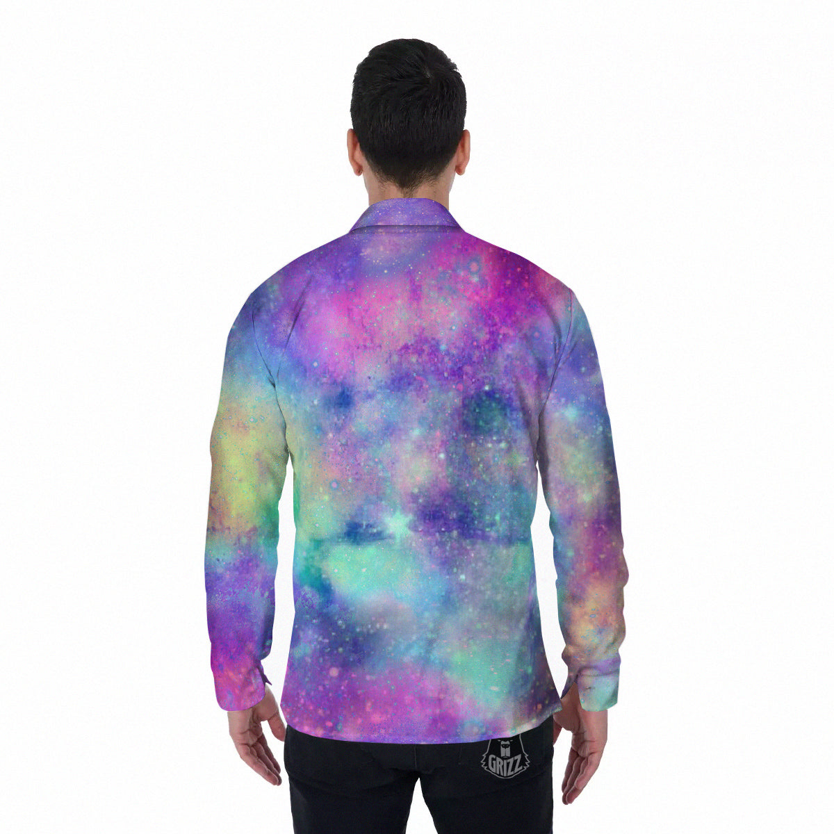 Galaxy Space Colorful Universe Print Men's Long Sleeve Shirts-grizzshop