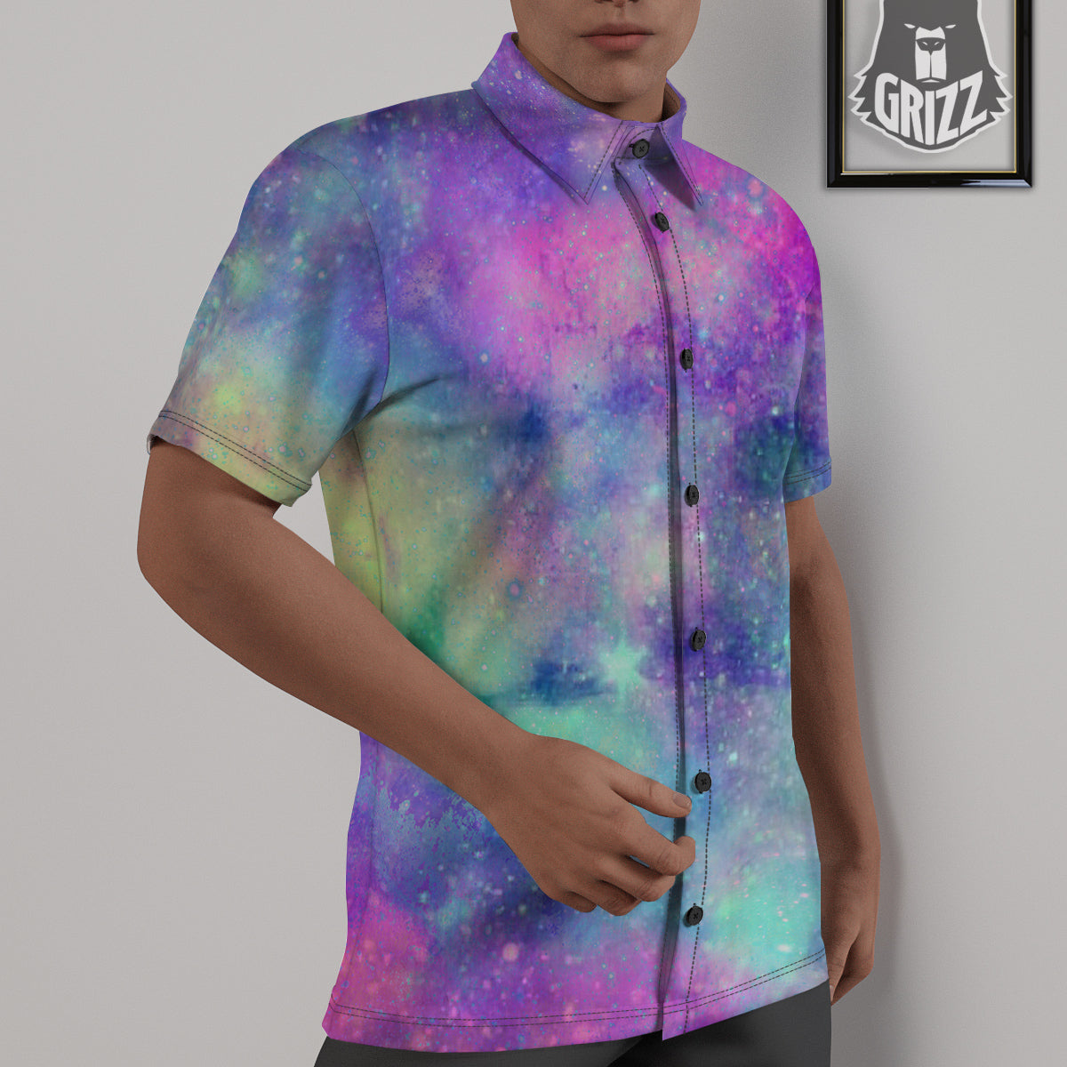 Galaxy Space Colorful Universe Print Untucked Shirts-grizzshop
