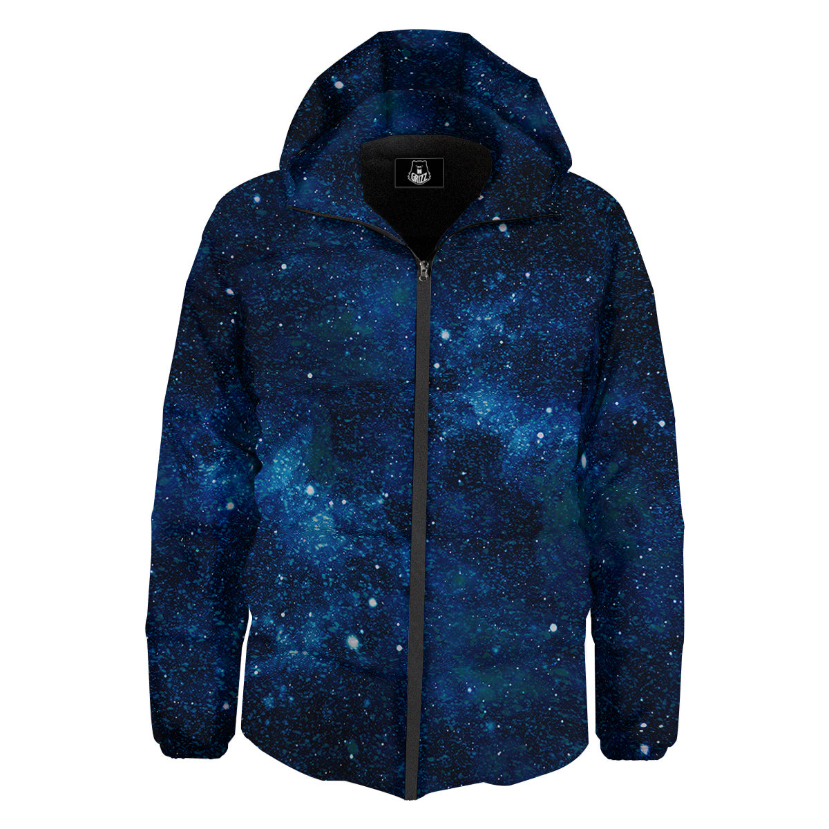 Galaxy Space Dark Blue Print Down Jacket-grizzshop