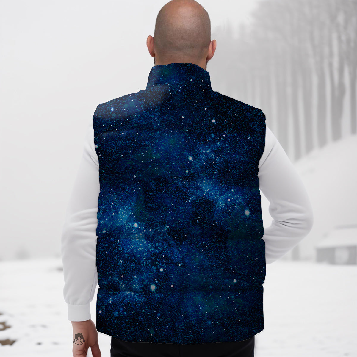 Galaxy Space Dark Blue Print Down Vest