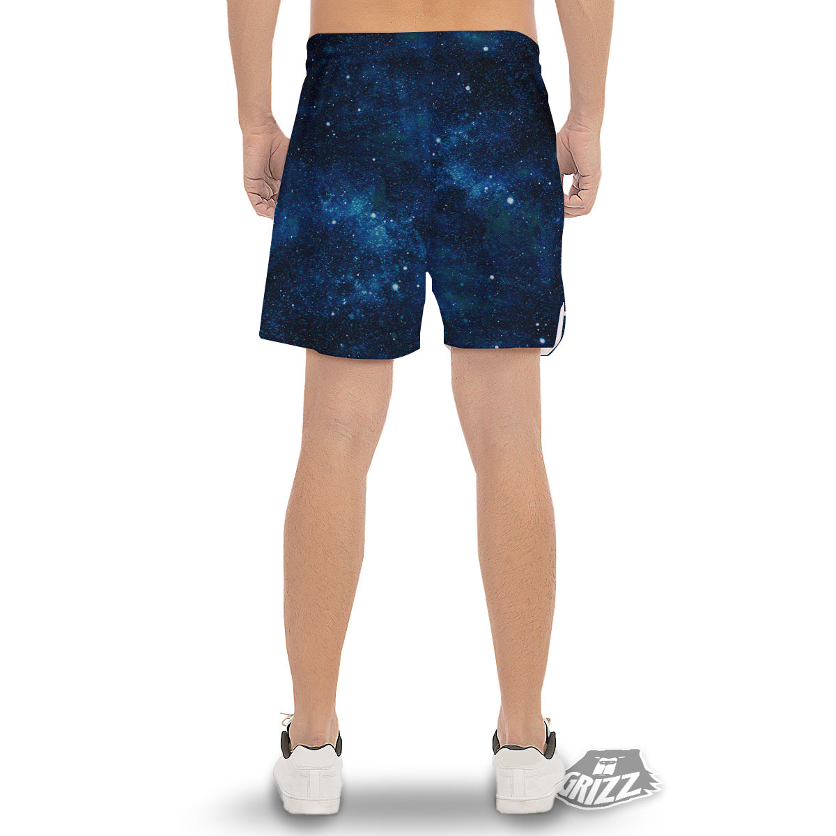 Galaxy Space Dark Blue Print Men's Gym Shorts-grizzshop