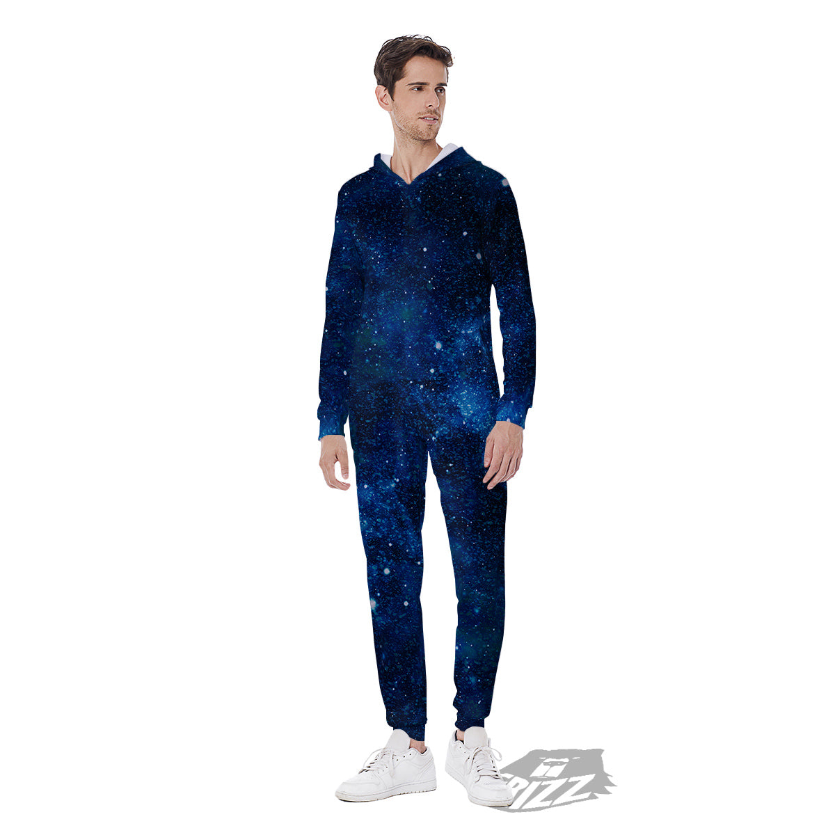 Galaxy Space Dark Blue Print Men's Jumpsuit-grizzshop