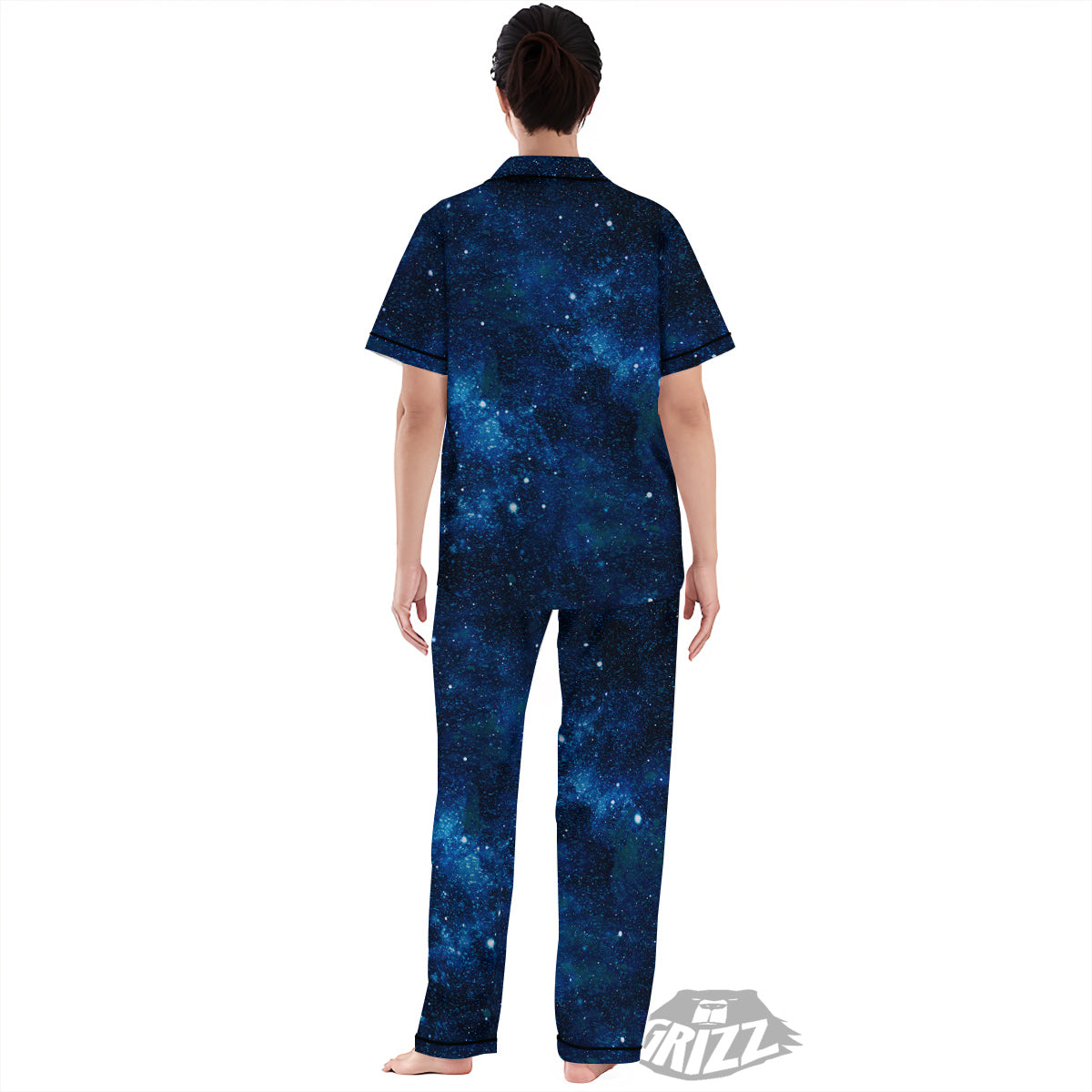 Galaxy Space Dark Blue Print Women's Pajamas Set-grizzshop