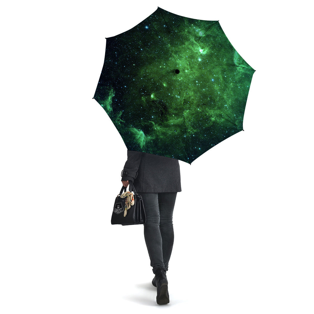 Galaxy Space Dark Green Print Umbrella-grizzshop