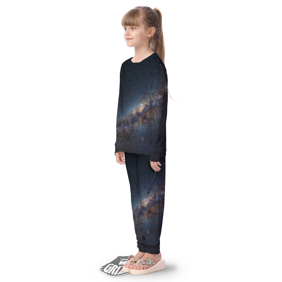 Galaxy Space Dark Milky Way Print Kid's Pajamas-grizzshop