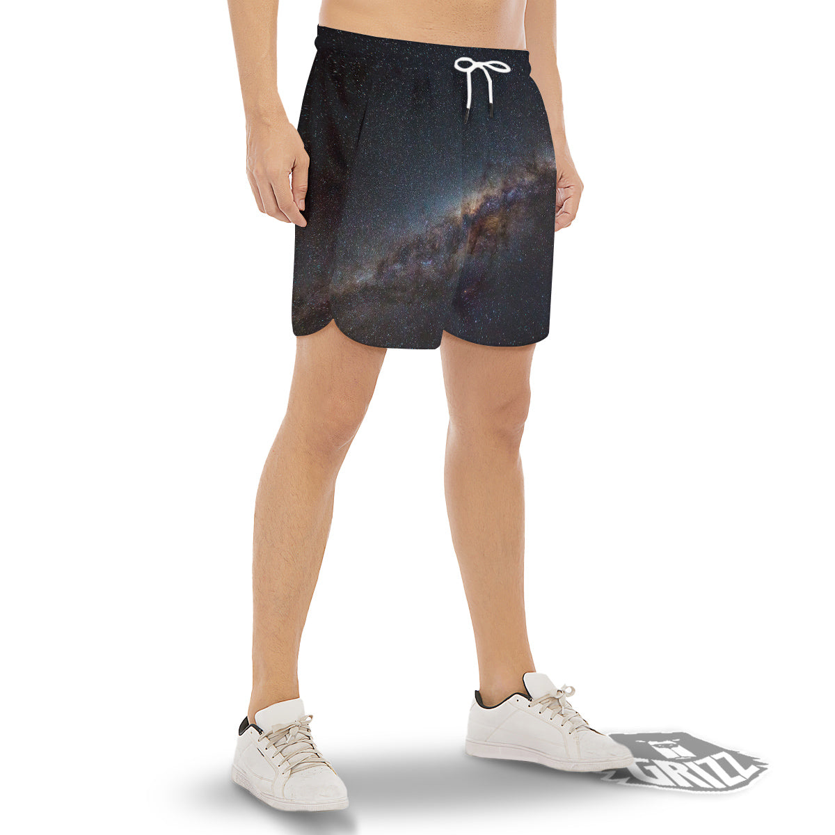 Galaxy Space Dark Milky Way Print Men's Gym Shorts-grizzshop